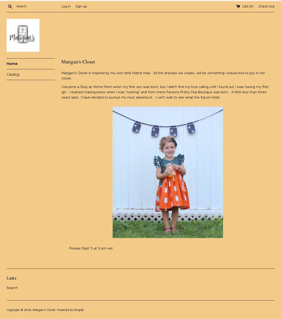 matiganscloset.com — Shopify storefront screenshot
