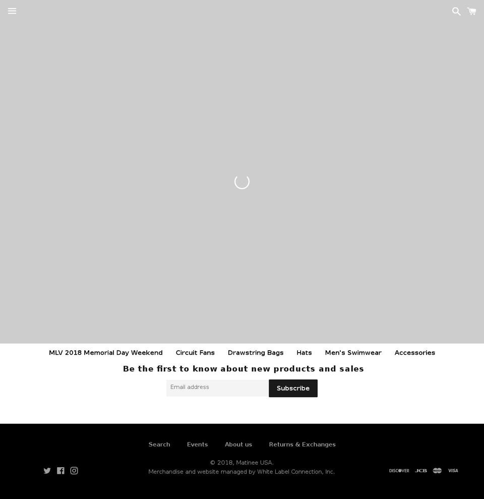 matineeusamerch.com — Shopify storefront screenshot