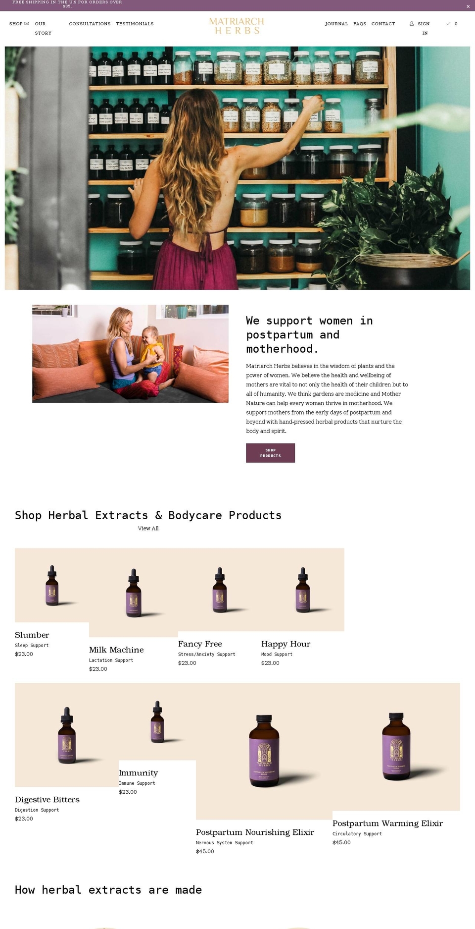 matriarchherbs.com shopify website screenshot