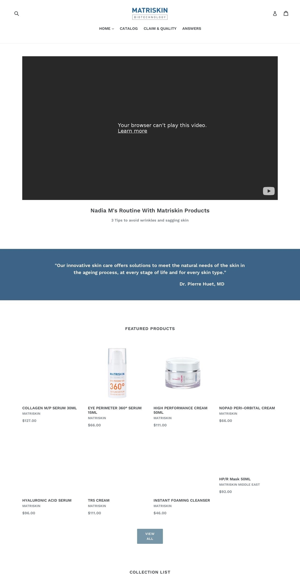 matriskin.me shopify website screenshot