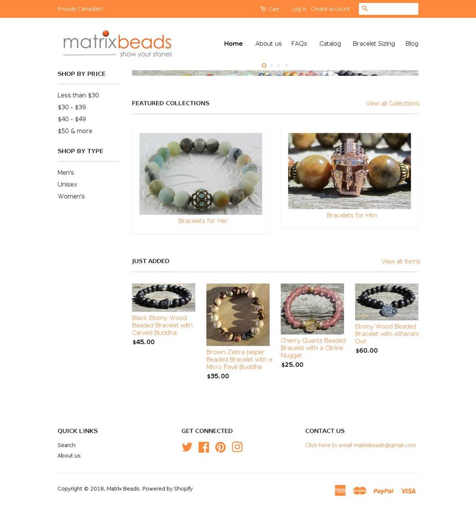 matrixbeads.ca shopify website screenshot