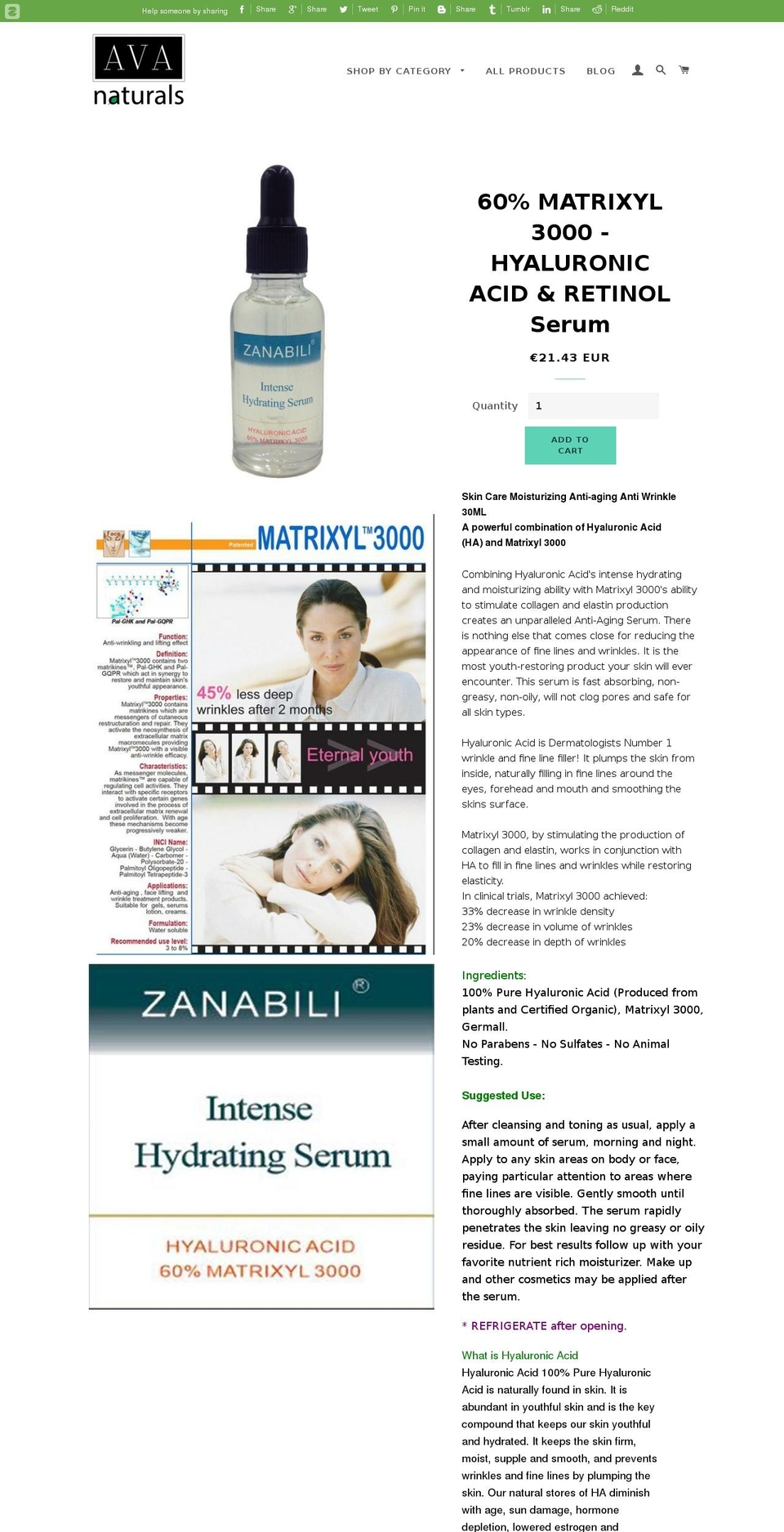 matrixyl3000.com — Shopify storefront screenshot