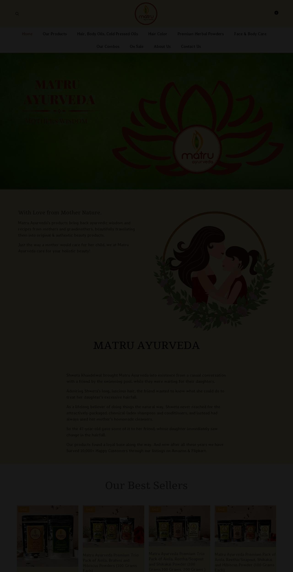 matruayurveda.com shopify website screenshot