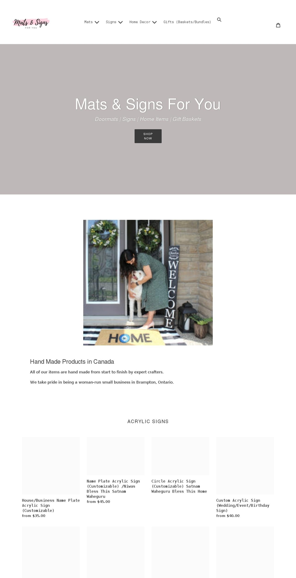 matsforyou.ca shopify website screenshot