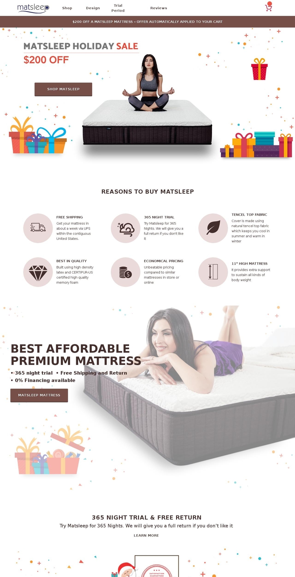 Birch Shopify theme site example matsleep.com