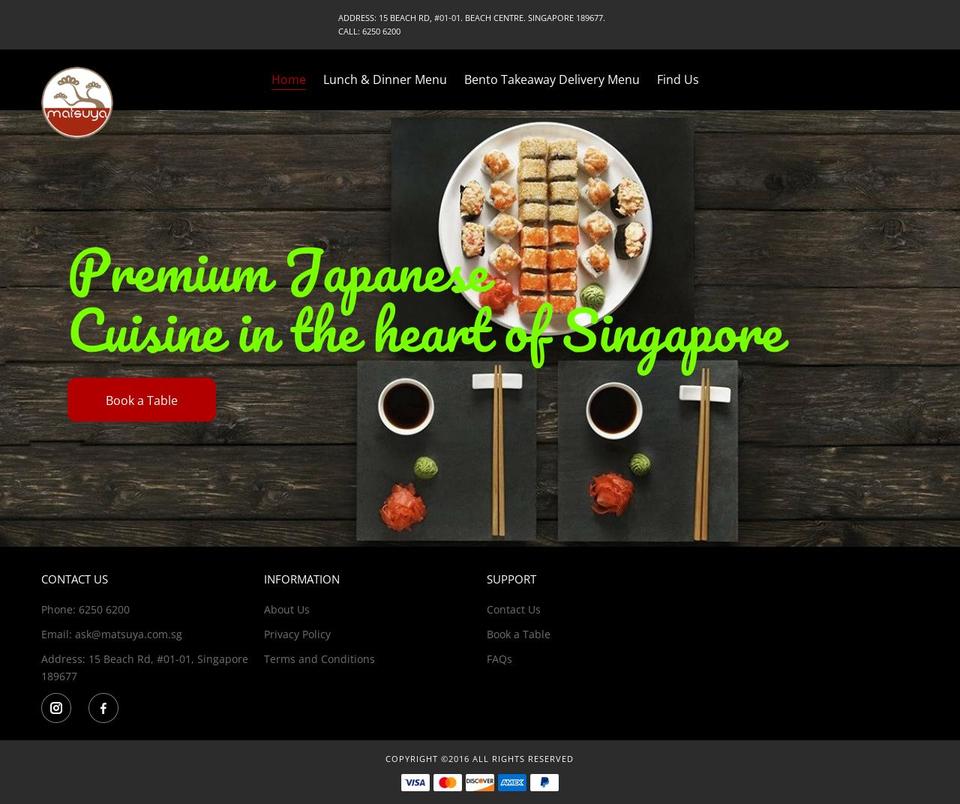 matsuya.com.sg shopify website screenshot