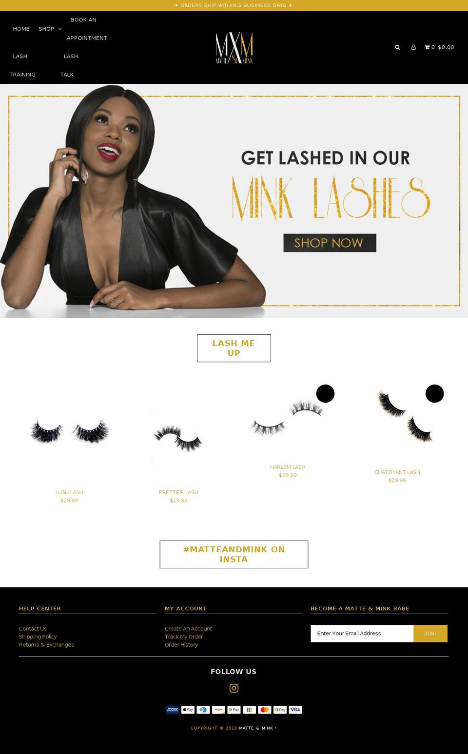 matteandmink.com — Shopify storefront screenshot