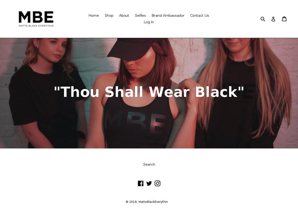 matteblackeverythin.com shopify website screenshot