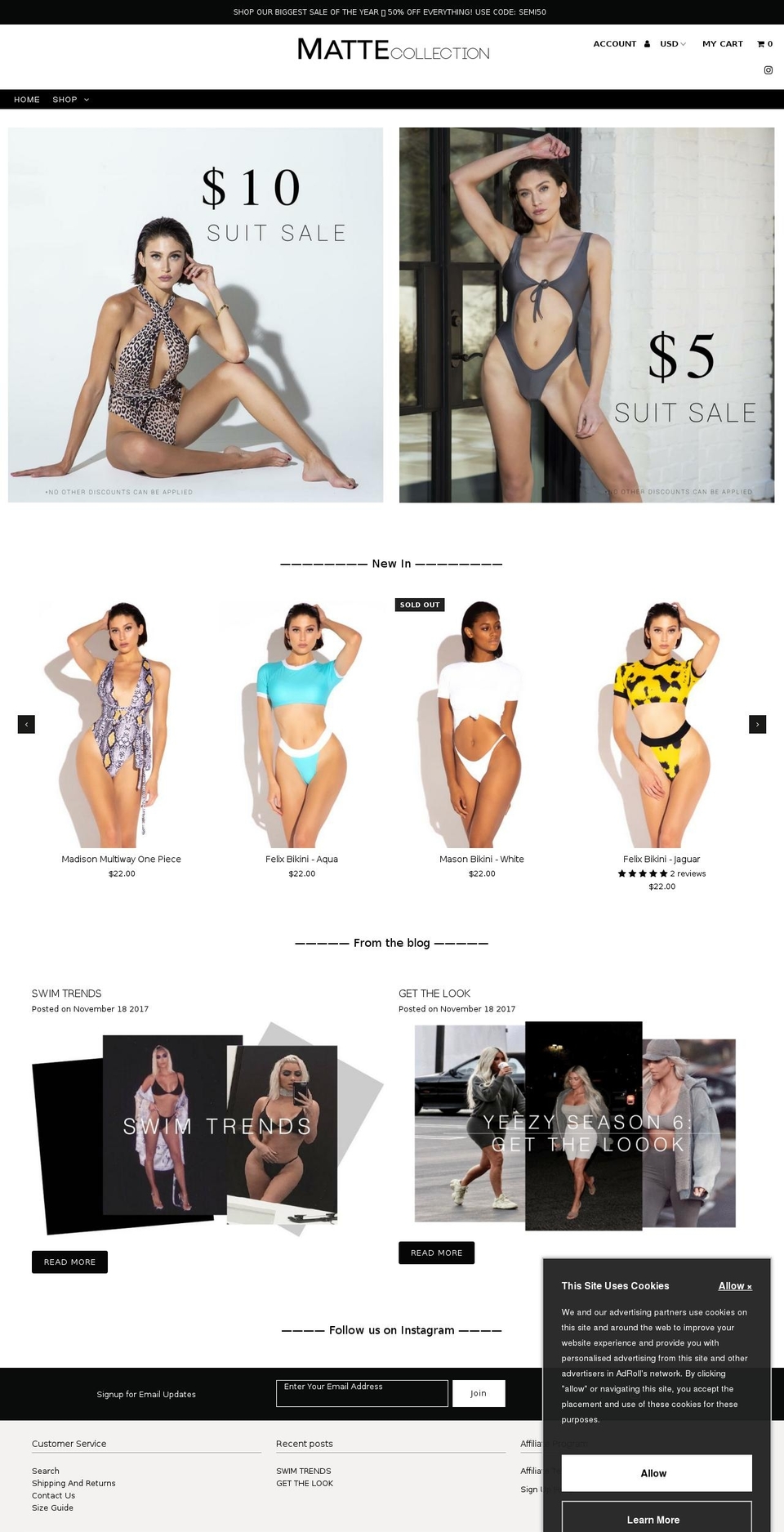 mattecollection.com shopify website screenshot