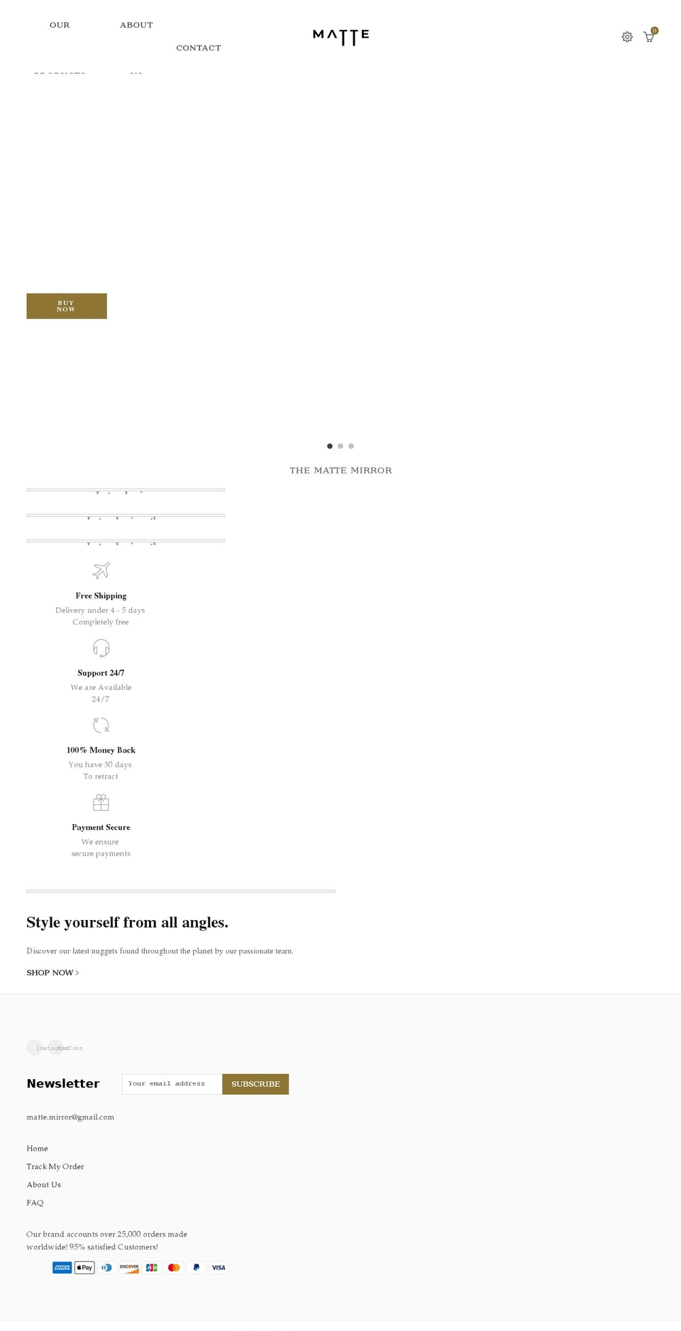 mattemirror.com shopify website screenshot