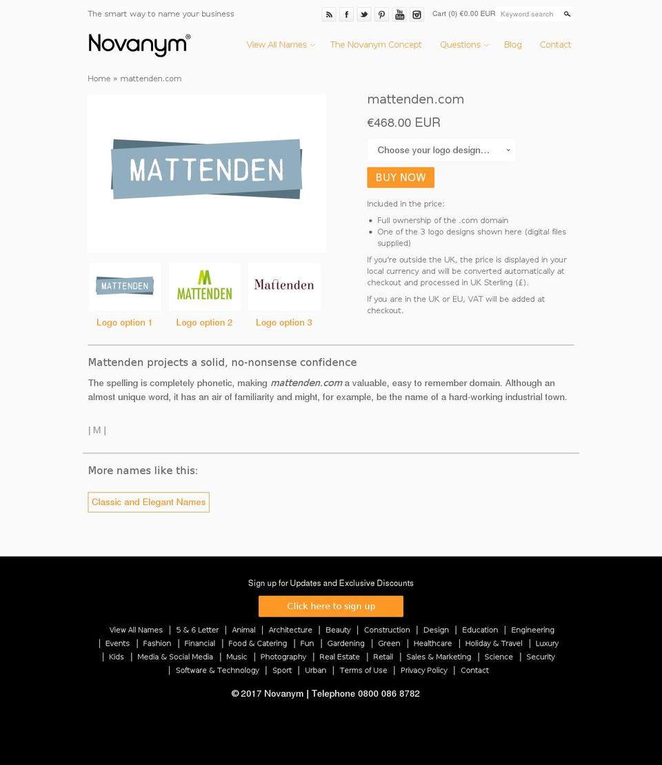 mattenden.com shopify website screenshot