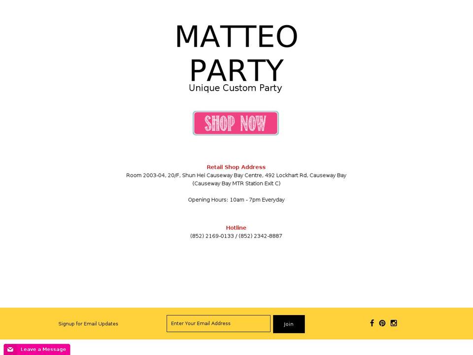 matteoparty.com shopify website screenshot