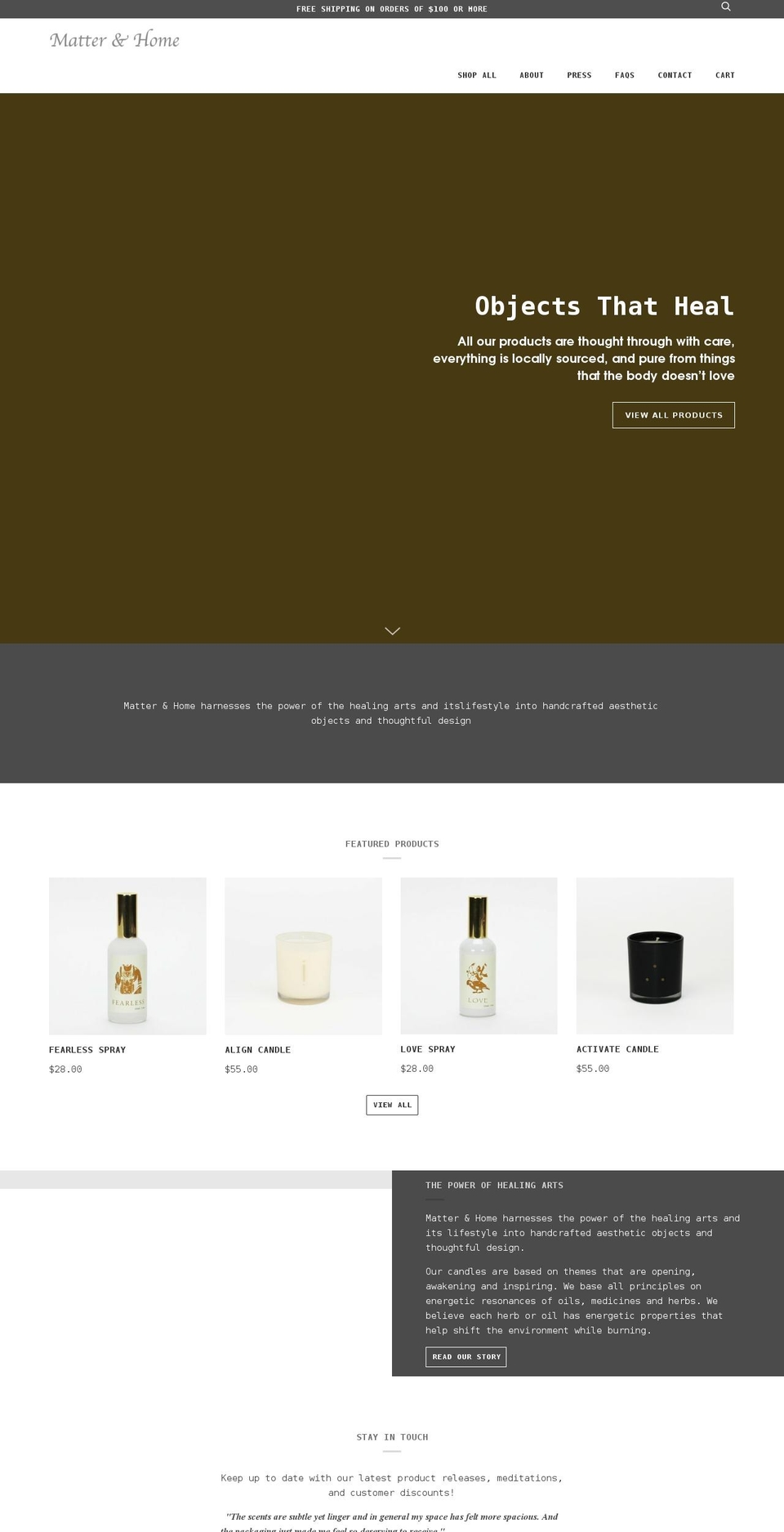matterandhome.com shopify website screenshot