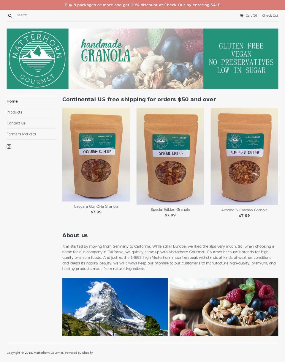 matterhorngourmet.com shopify website screenshot