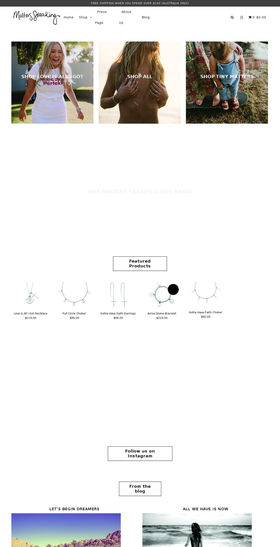 mattersspeaking.com — Shopify storefront screenshot