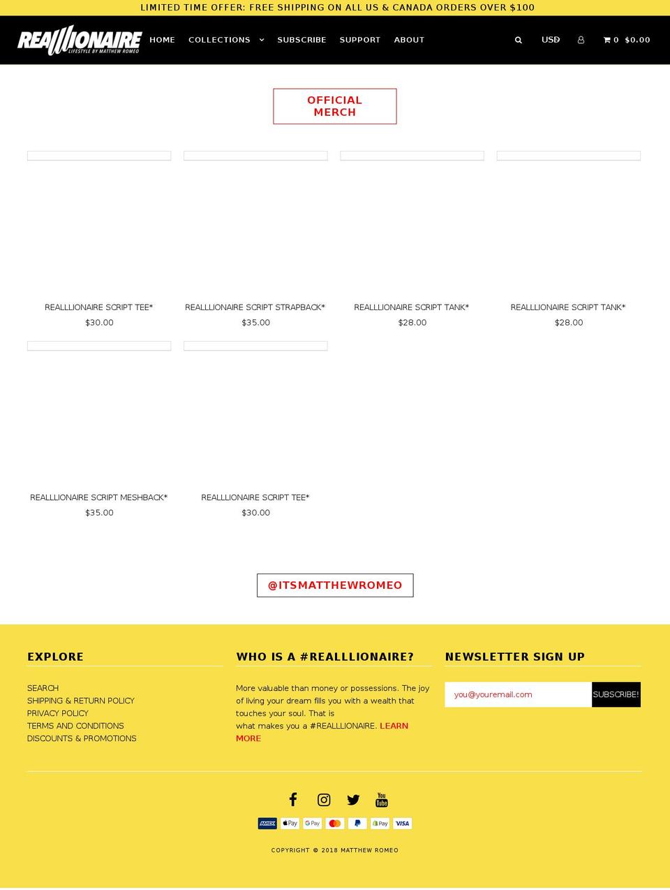 matthewromeo.com shopify website screenshot