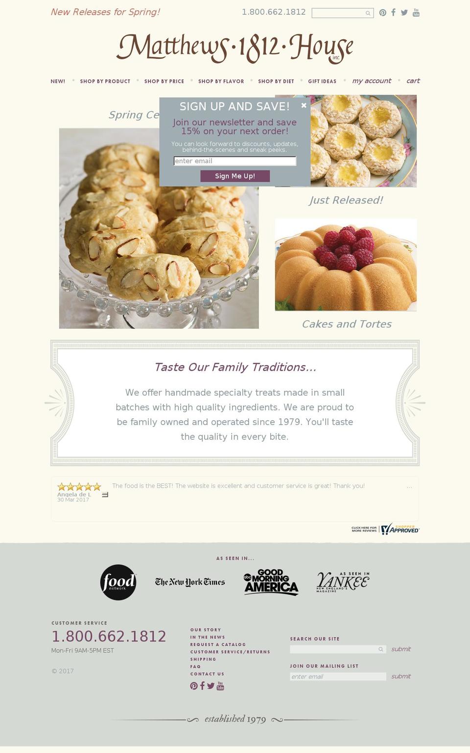 matthews1812house.com shopify website screenshot