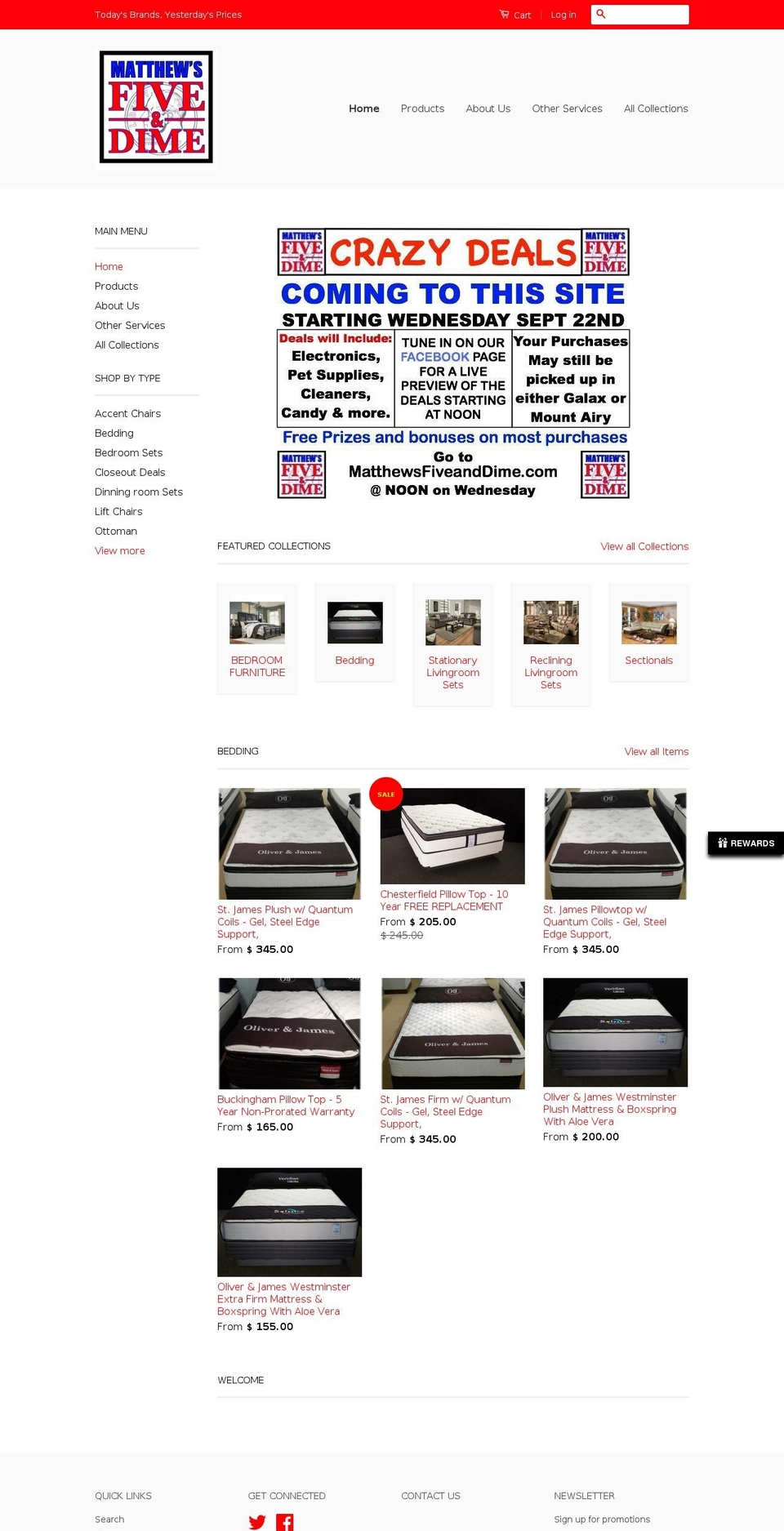 matthewsfiveanddime.com — Shopify storefront screenshot