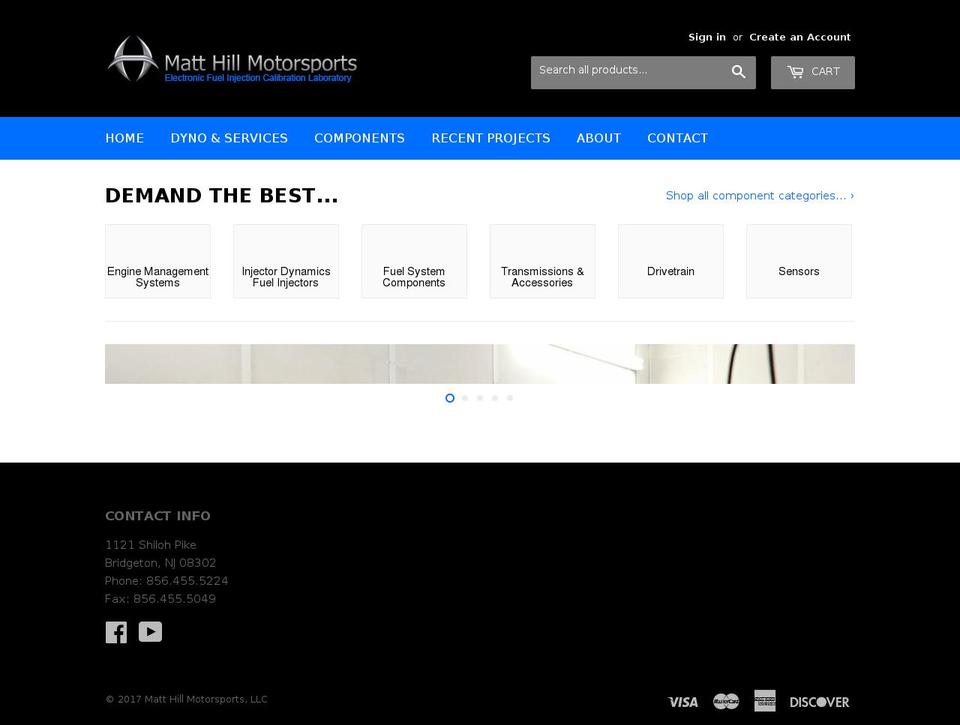 matthillmotorsports.com shopify website screenshot