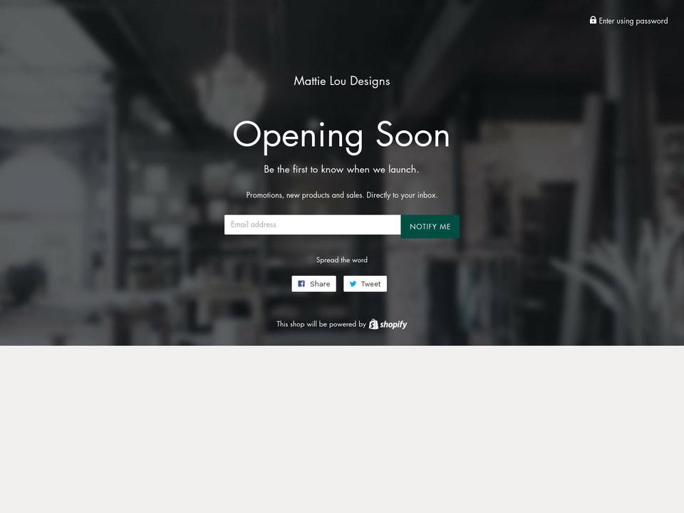 mattieloudesigns.com — Shopify storefront screenshot