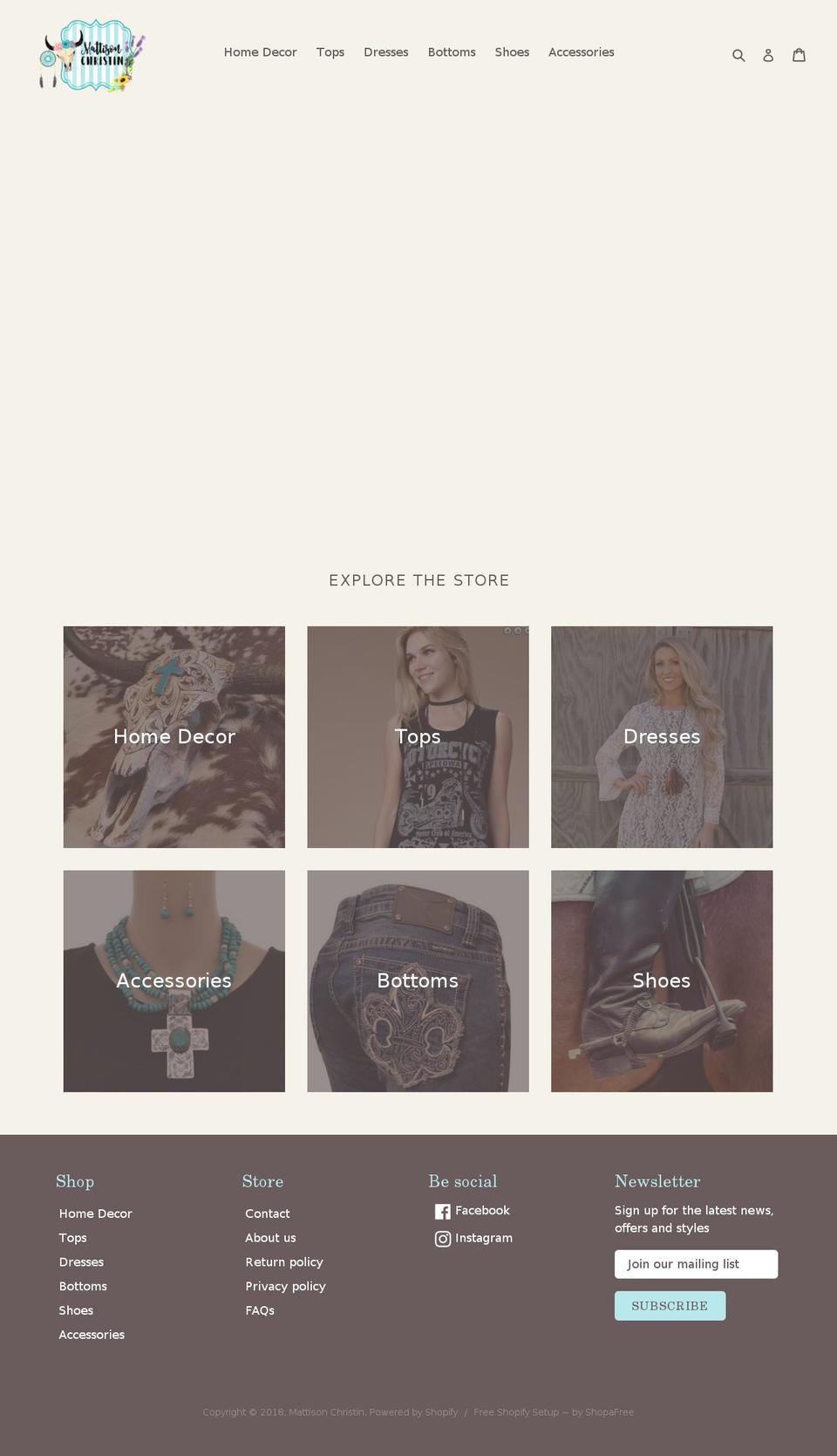 mattisonchristin.com — Shopify storefront screenshot