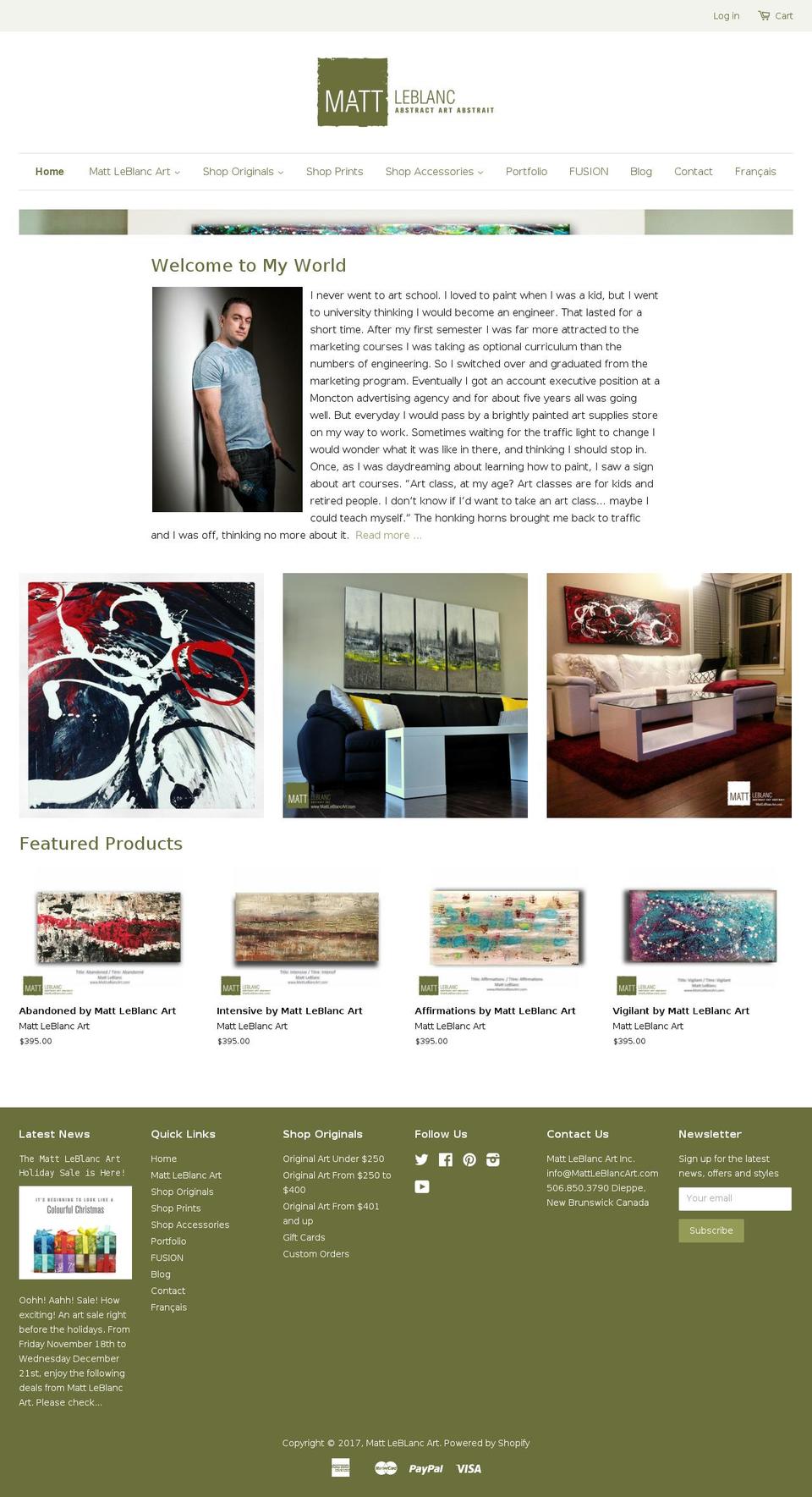 mattleblancart.com shopify website screenshot