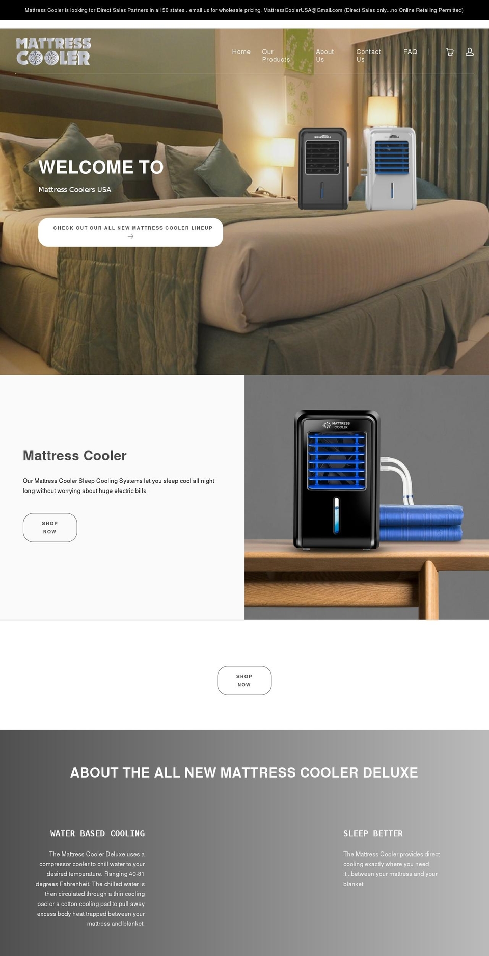mattress-cooler.com shopify website screenshot