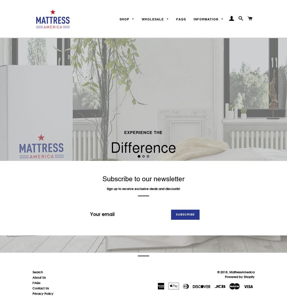 mattressamerica.com shopify website screenshot