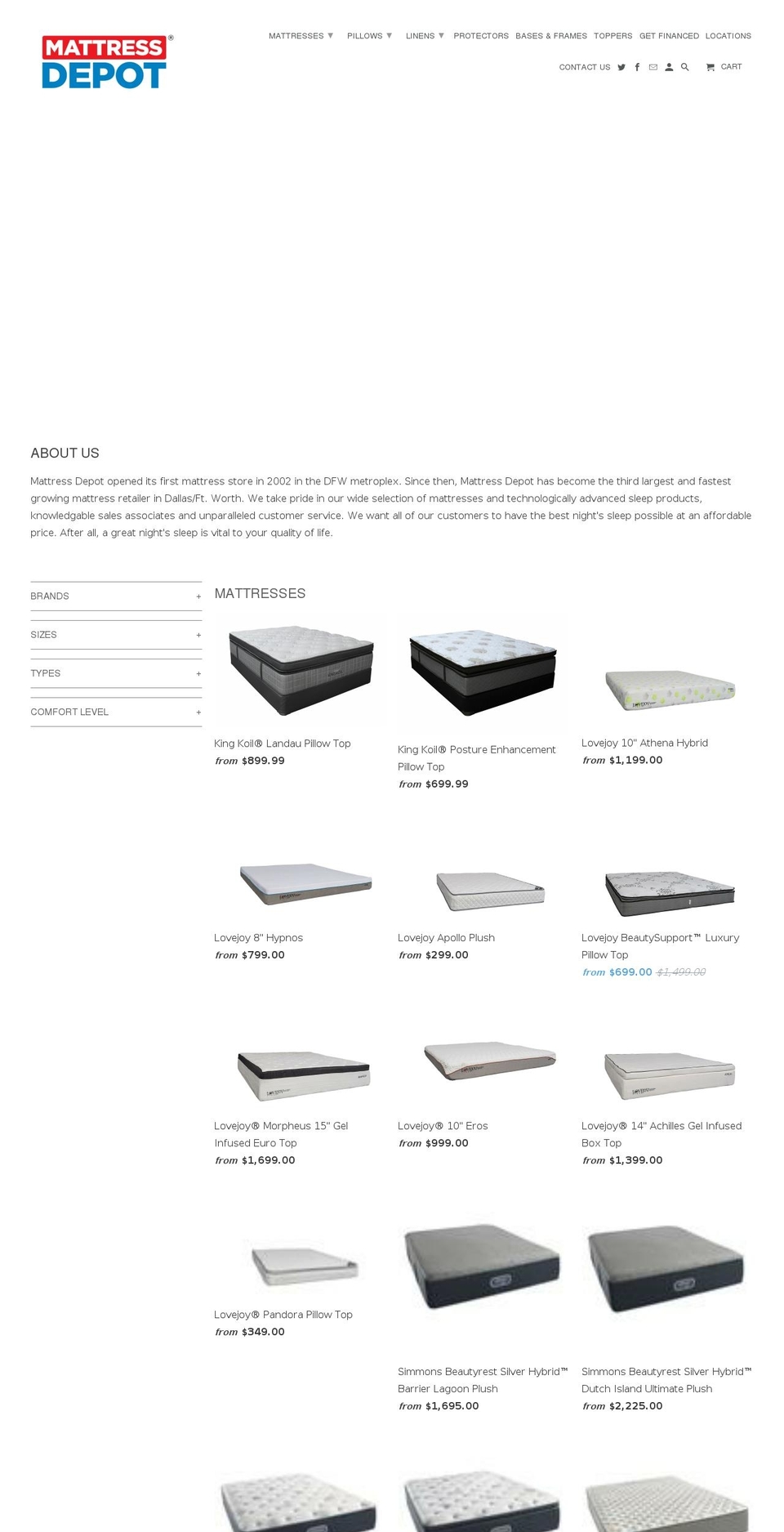 mattressdepottx.com shopify website screenshot