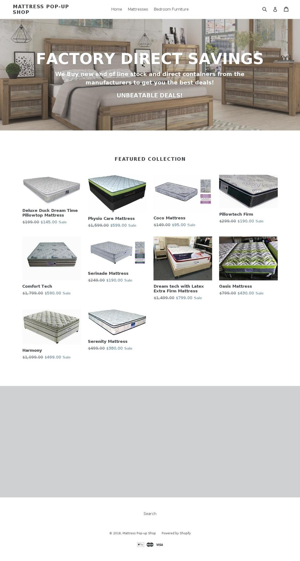 mattresses.bargains shopify website screenshot