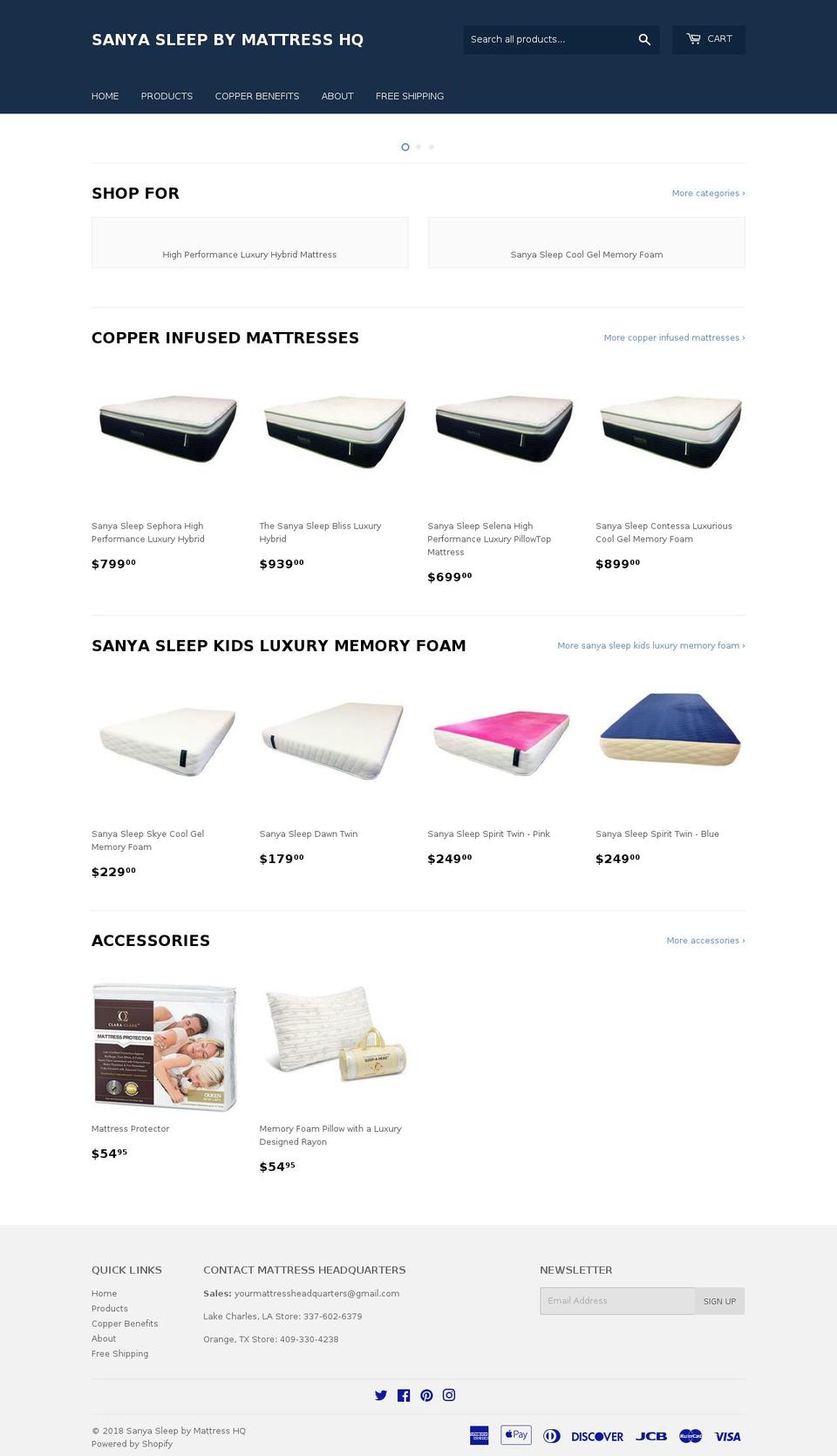 mattresshqshop.com — Shopify storefront screenshot