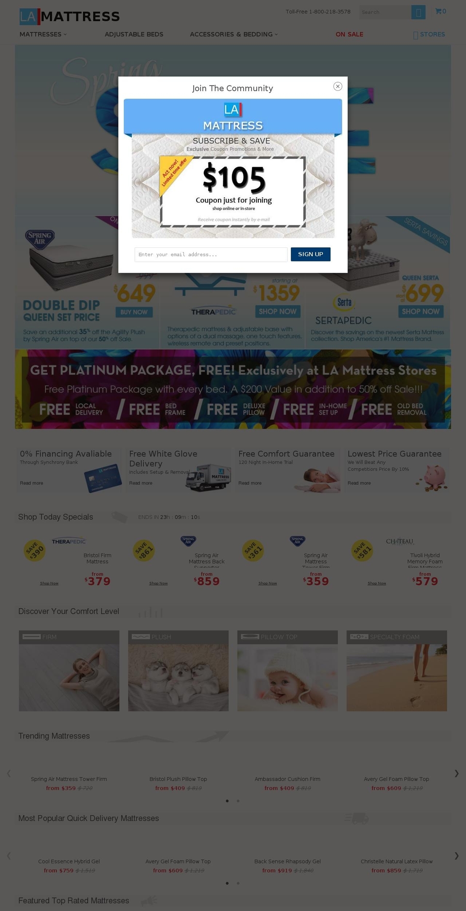 mattressinla.com shopify website screenshot