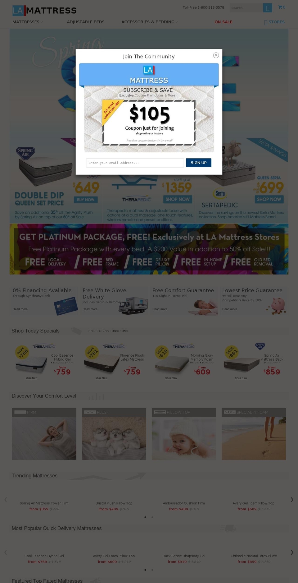 mattressinlosangeles.com shopify website screenshot