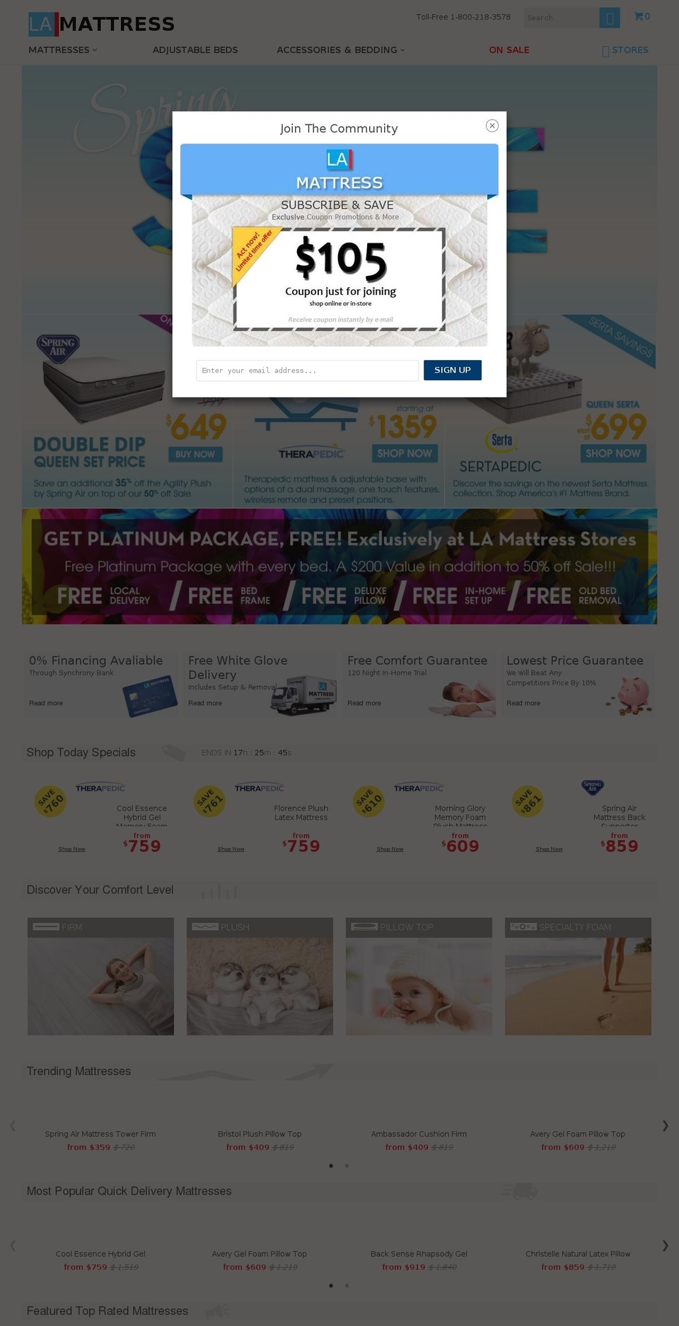 mattresslosangeles.com shopify website screenshot