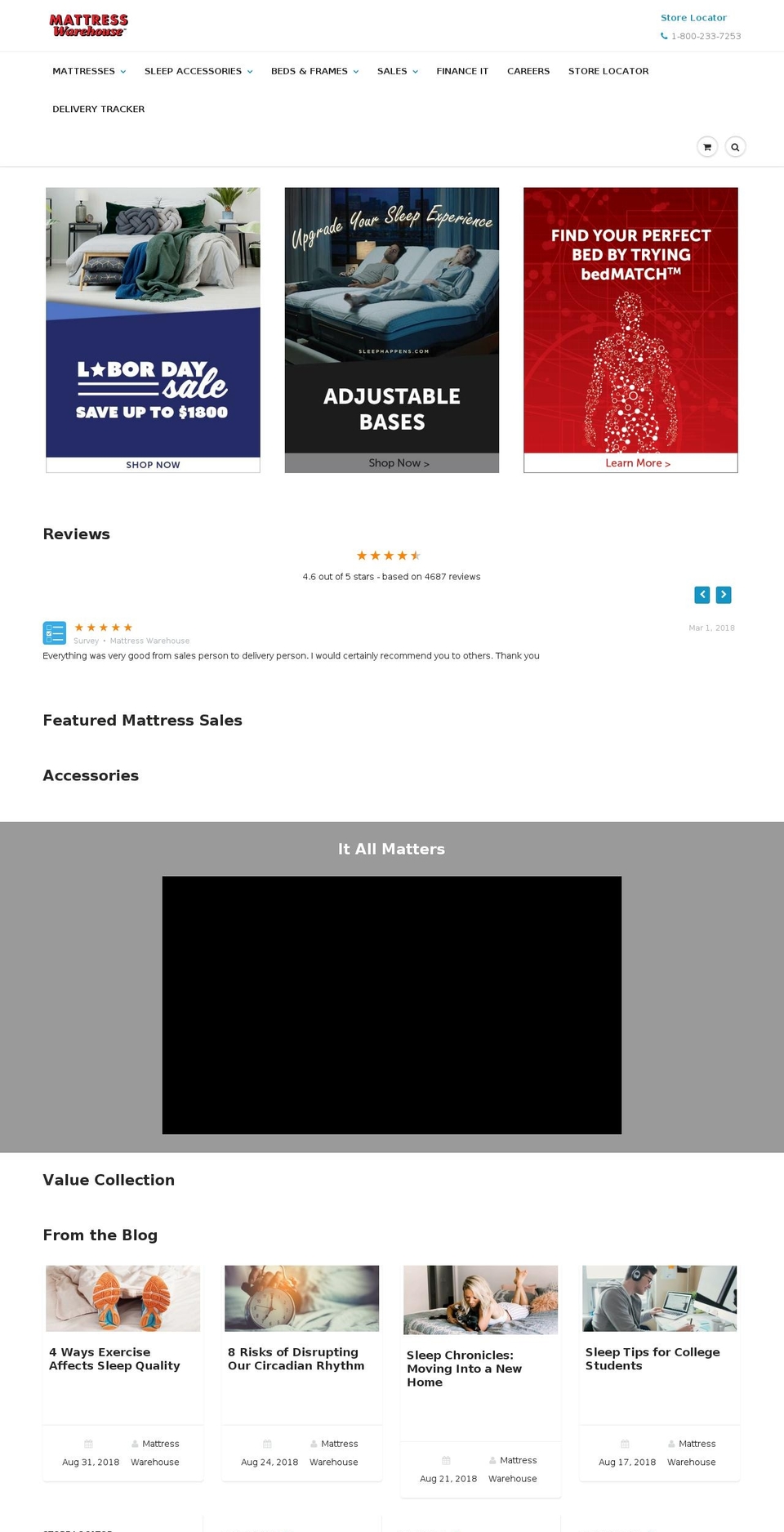 mattresswarehouse.biz shopify website screenshot