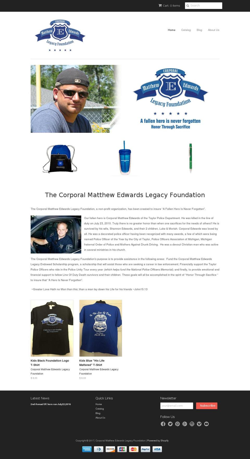 mattslegacy.com shopify website screenshot