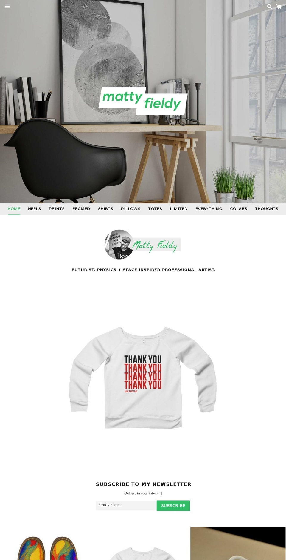 mattyfieldy.com — Shopify storefront screenshot