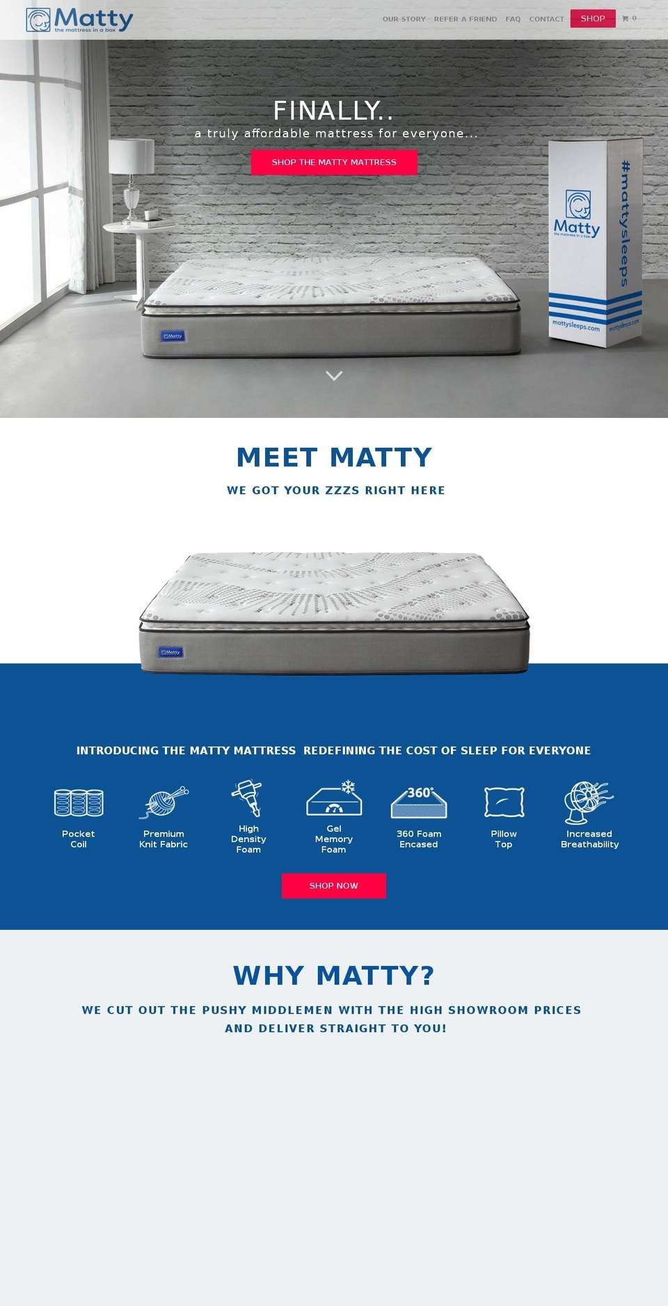 mattysleeps.com shopify website screenshot
