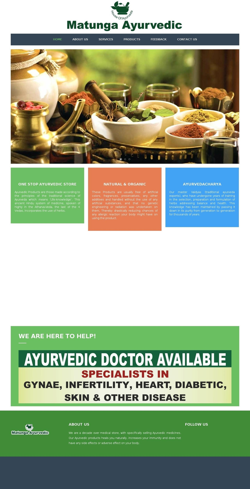 matungaayurvedic.com — Shopify storefront screenshot