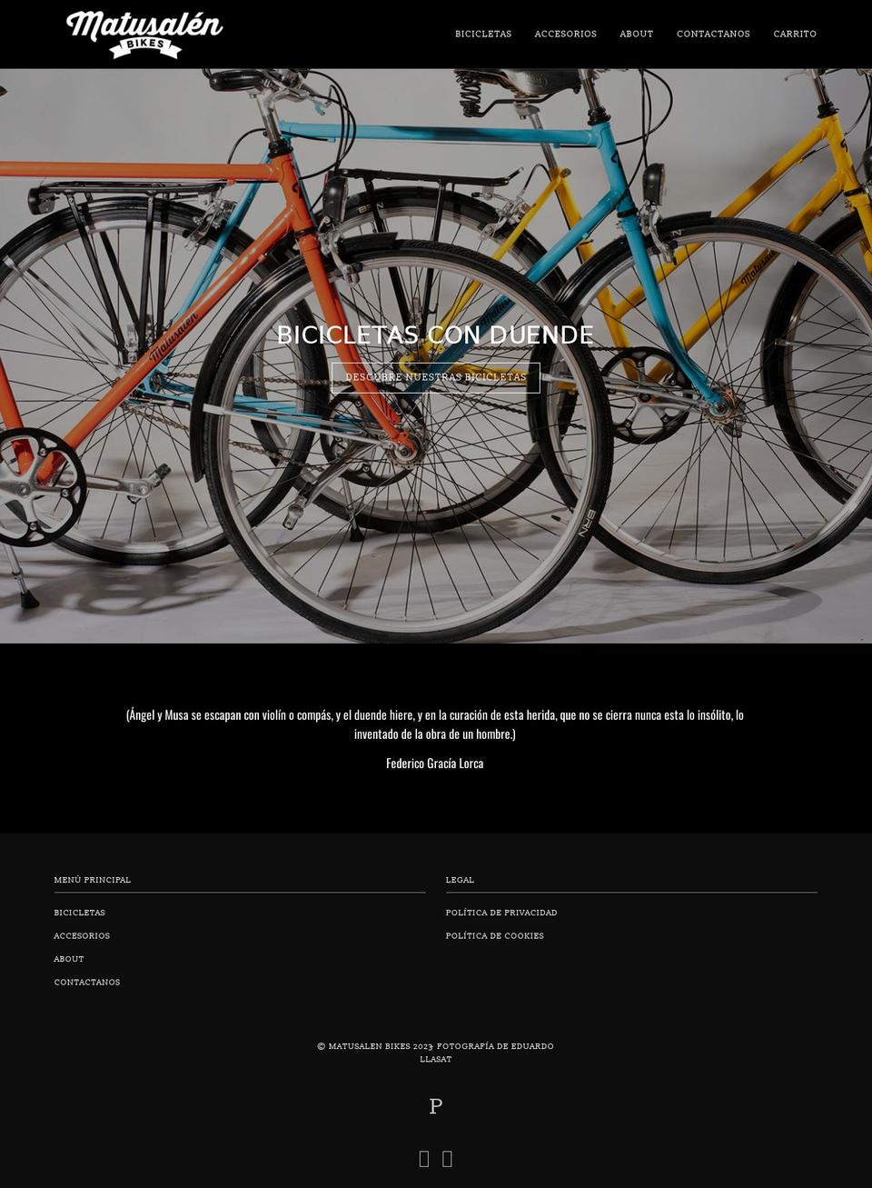 matusalenbikes.com shopify website screenshot