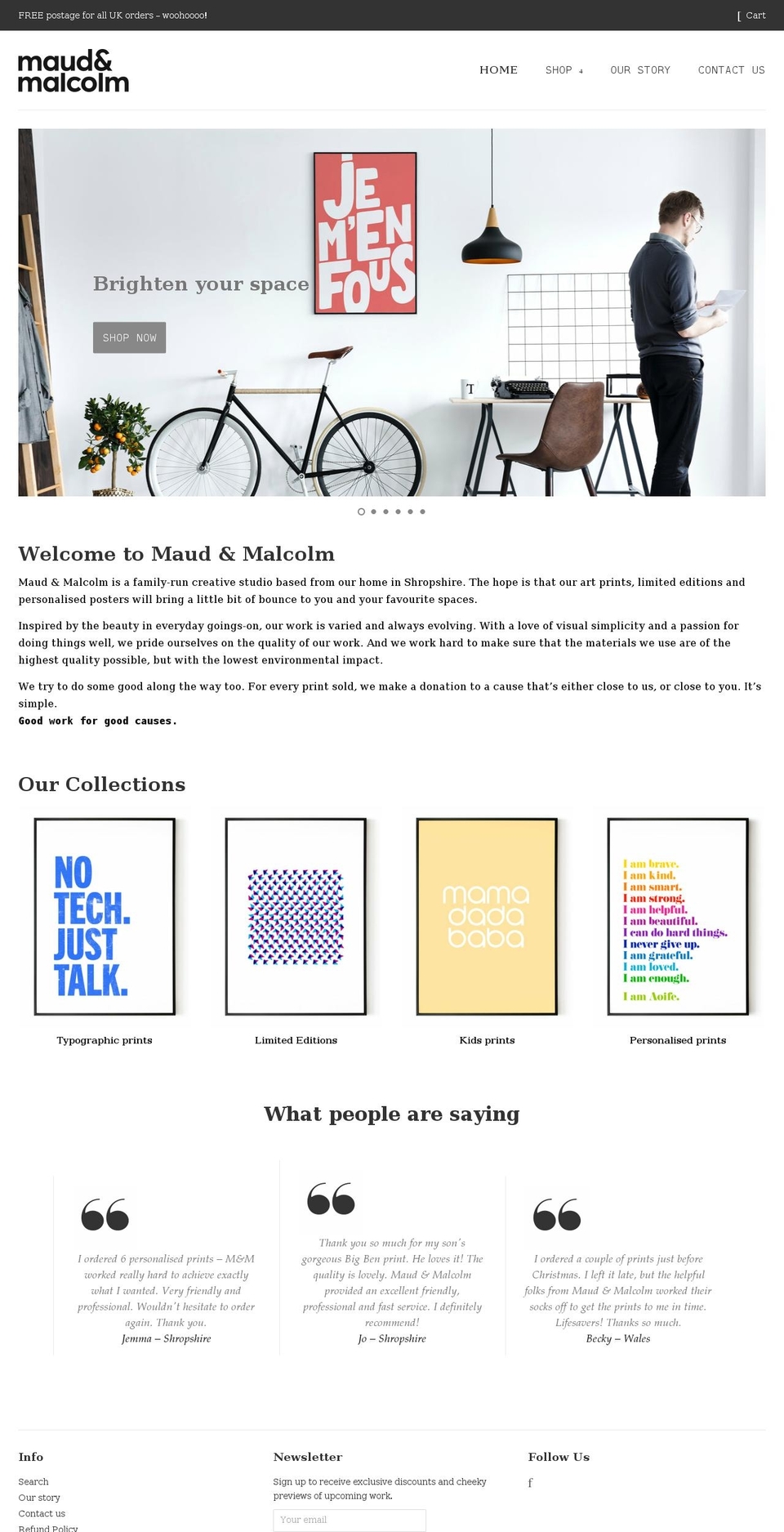 maudandmalcolm.com shopify website screenshot