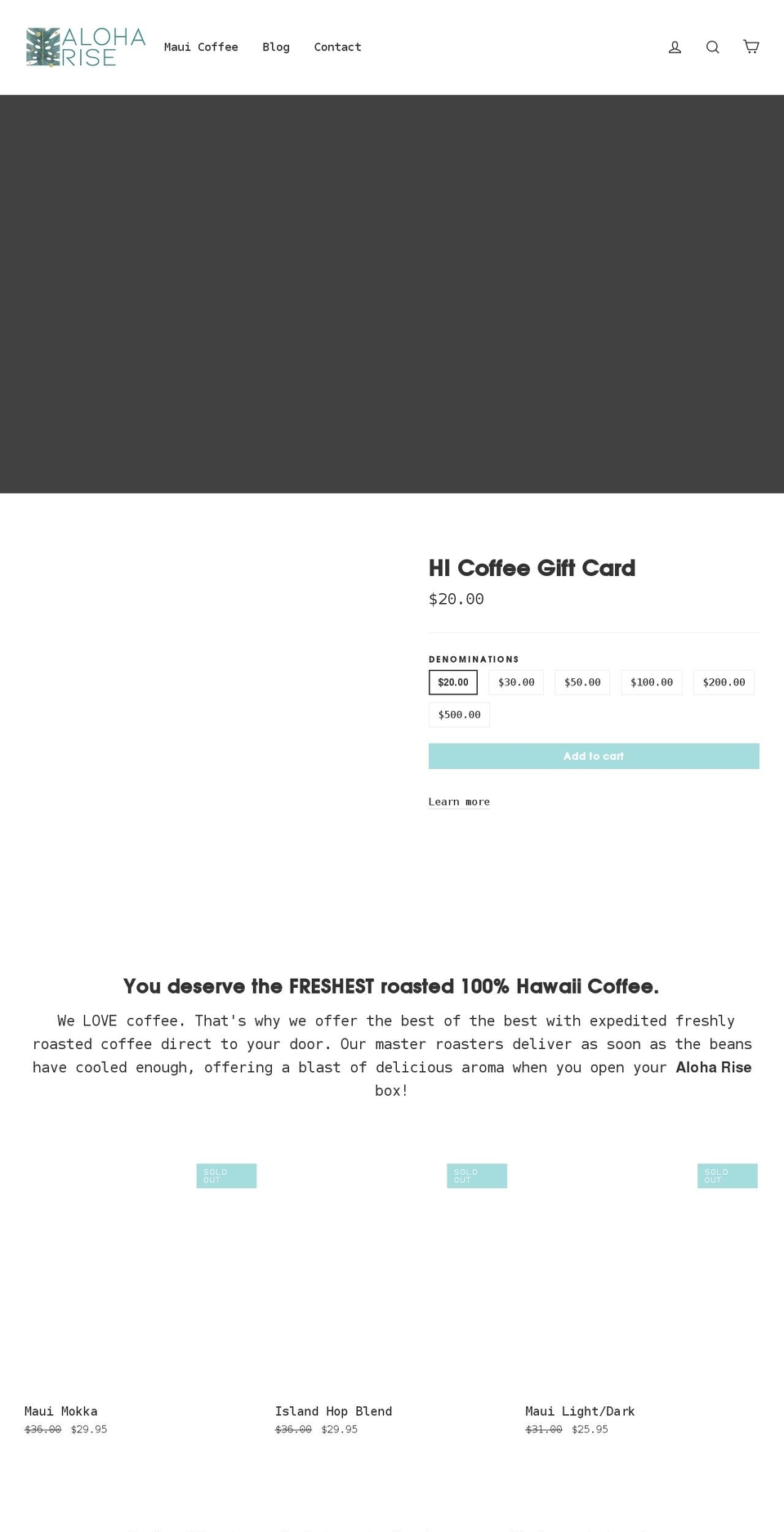 maui.coffee shopify website screenshot