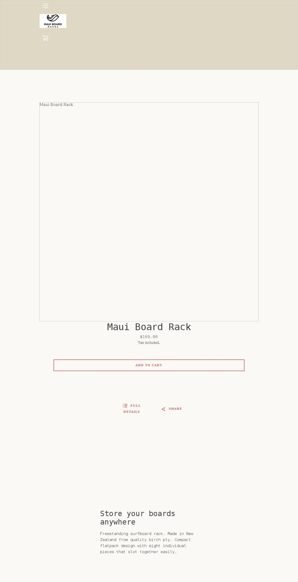 mauiboardracks.com shopify website screenshot