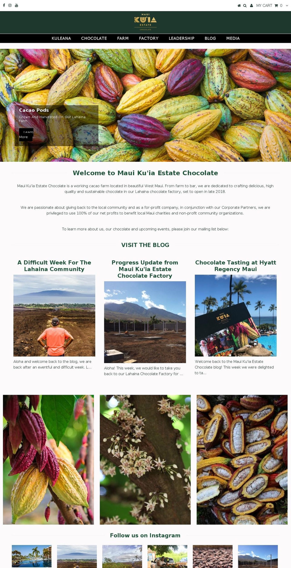 mauichocolate.com — Shopify storefront screenshot