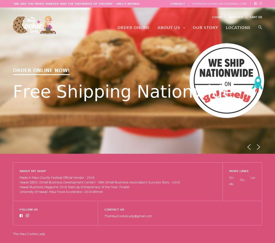 mauicookielady.net shopify website screenshot