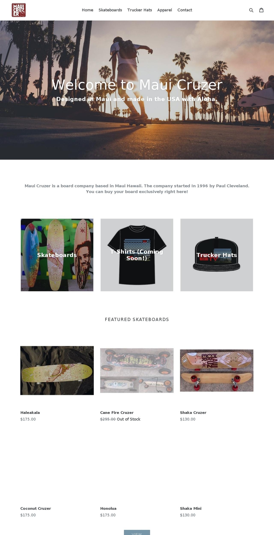mauicruzer.com — Shopify storefront screenshot