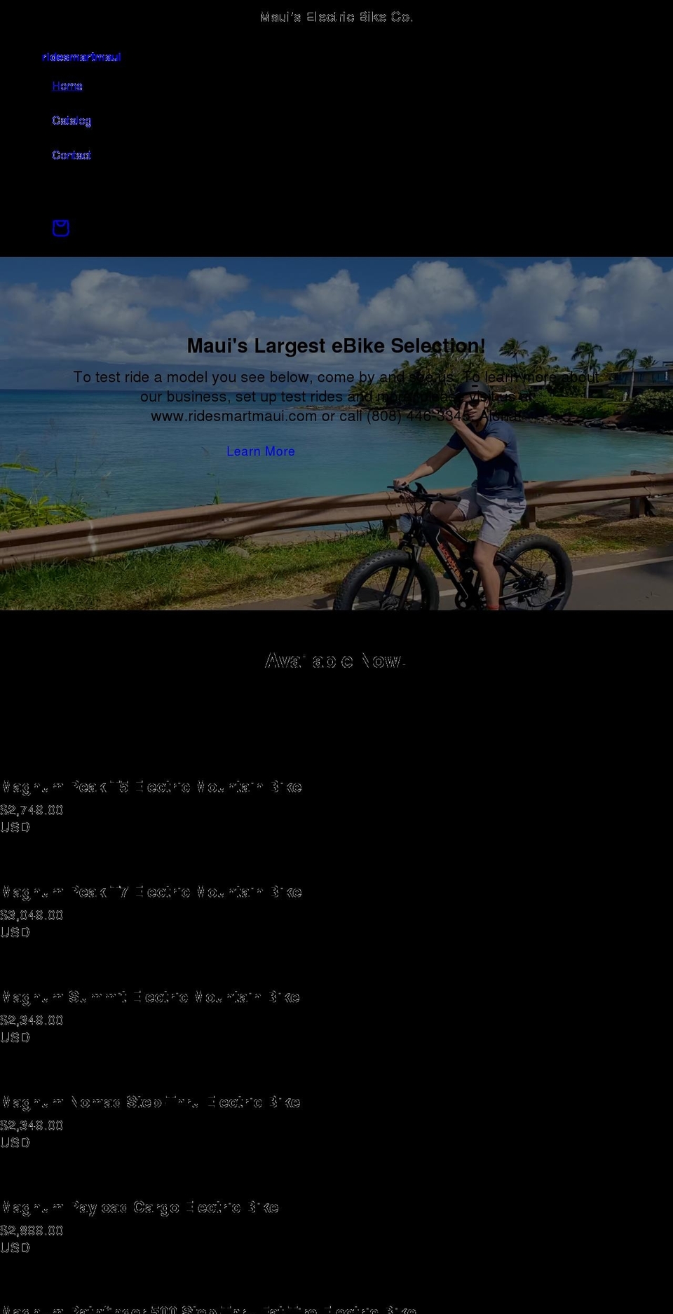 mauielectricbikes.com shopify website screenshot