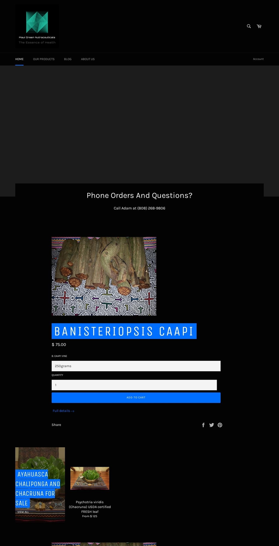 mauigreennutraceuticals.com shopify website screenshot