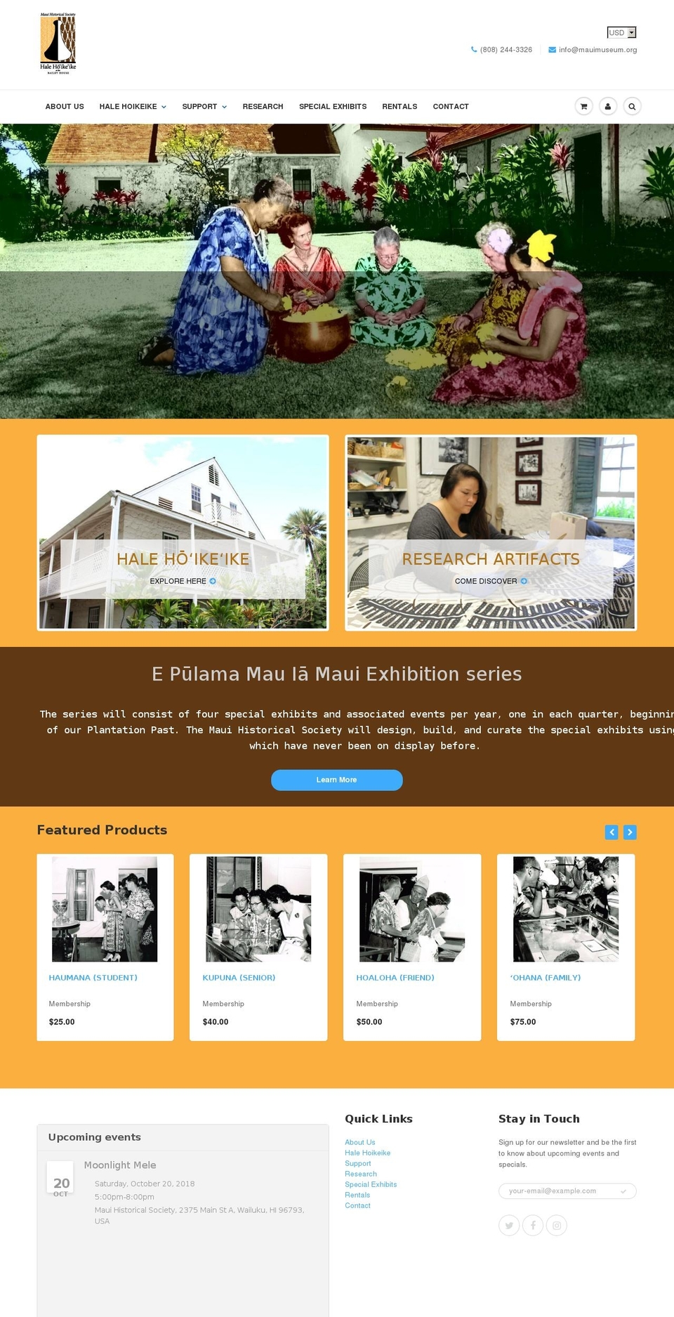 mauihistoricalsociety.com — Shopify storefront screenshot