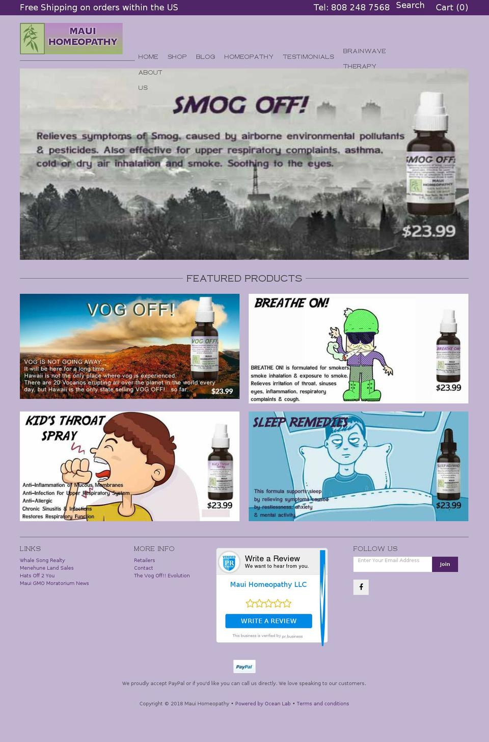 mauihomeopathy.com shopify website screenshot